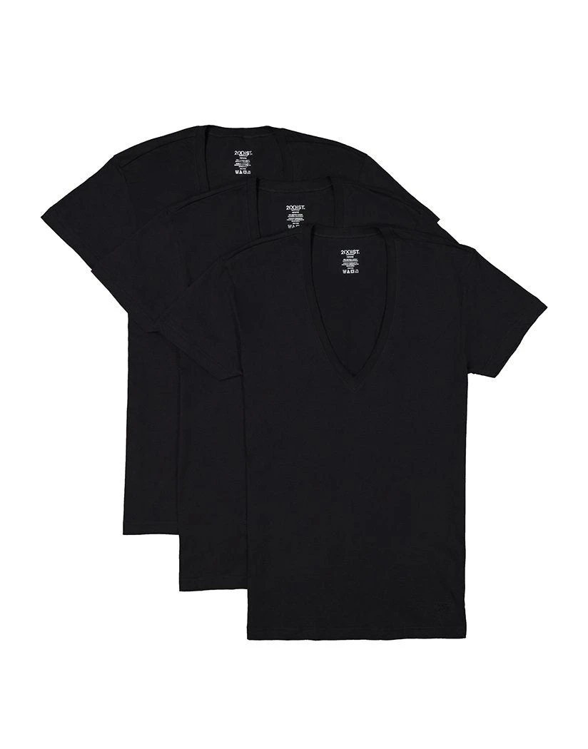 2xist Men's 3-Pack Slim Fit Deep V-Neck T-Shirt Black 020351 3 2xist Men's 3-Pack Slim Fit Deep V-Neck T-Shirt Black 020351