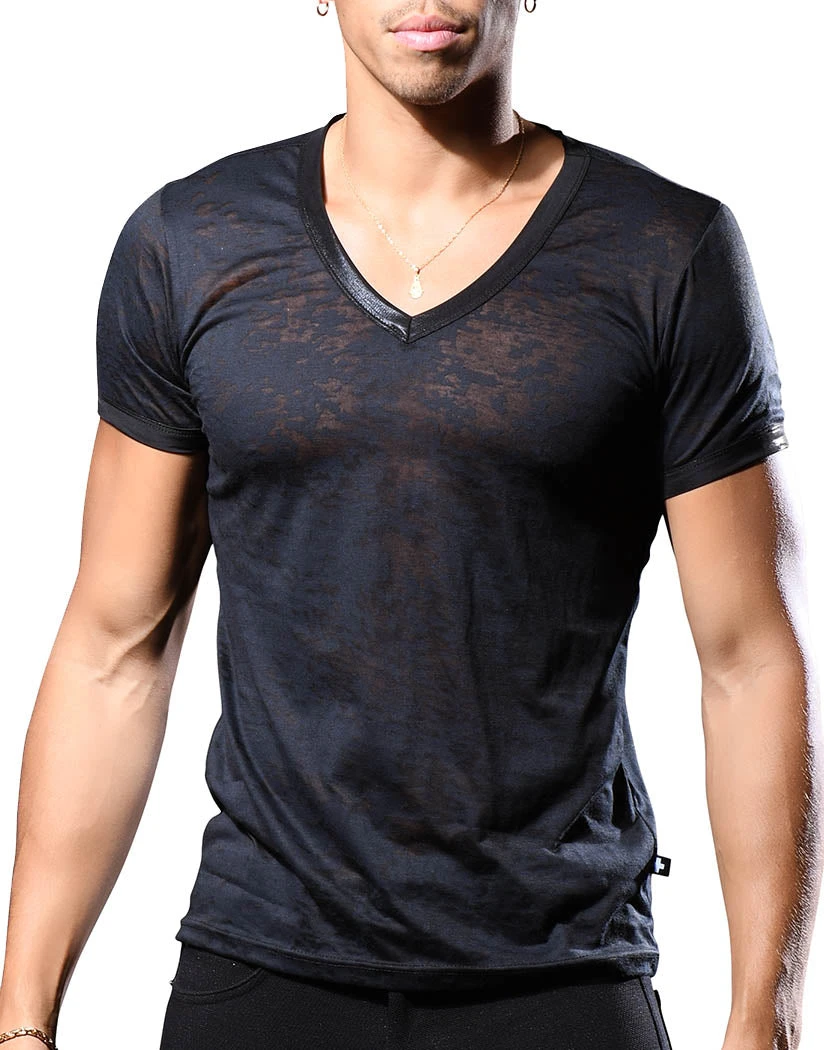 Andrew Christian Carbon Burnout V-Neck Tee 10372 3 Andrew Christian Carbon Burnout V-Neck Tee 10372