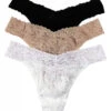 Hanky Panky 3-Pack Stretch Lace Original Rise Thong 48113PK