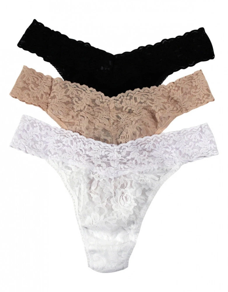 Hanky Panky 3-Pack Stretch Lace Original Rise Thong 48113PK 3 Hanky Panky 3-Pack Stretch Lace Original Rise Thong 48113PK