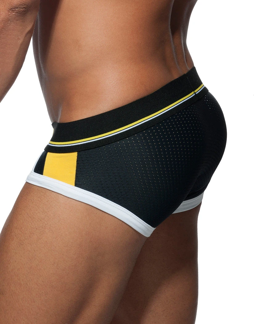 Addicted Sport Mesh Black/Yellow Stripe Brief AD738 4 Addicted Sport Mesh Black/Yellow Stripe Brief AD738 - Image 2