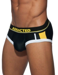 Addicted Sport Mesh Black/Yellow Stripe Brief AD738 7 Addicted Sport Mesh Black/Yellow Stripe Brief AD738 -Shop BoldBrief Addicted AD738 Black Yellow 10 B 3