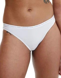 Calvin Klein CK One Cotton Thong 2-Pack QD3788 -Shop BoldBrief CKW QD3788 WhiteStencilGreyHeather B 9