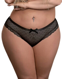 Exposed Unwrap Me Crotchless Peek-a-Boo Panty M115 -Shop BoldBrief M115BLK ALT2 QS