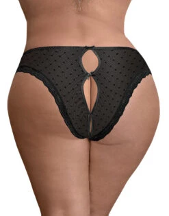 Exposed Unwrap Me Crotchless Peek-a-Boo Panty M115 -Shop BoldBrief M115BLK Back QS