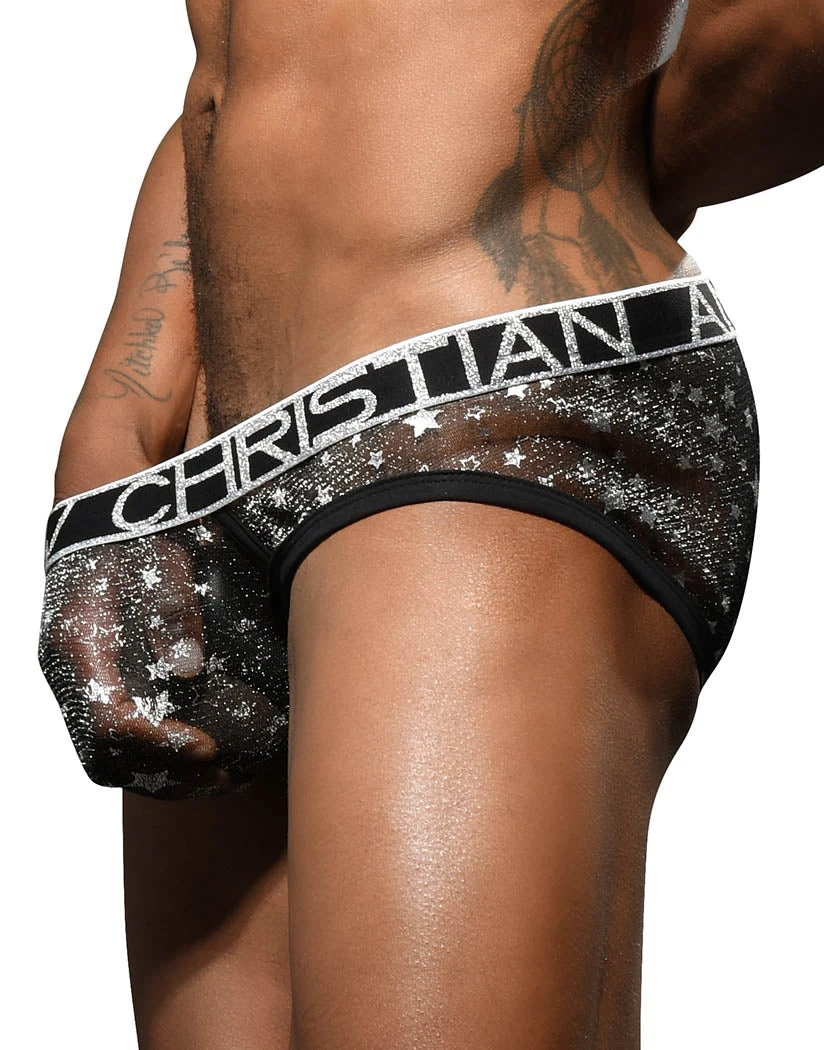 Andrew Christian Metallic Stars Mesh Brief W/ Almost Naked 92444 4 Andrew Christian Metallic Stars Mesh Brief W/ Almost Naked 92444 - Image 2