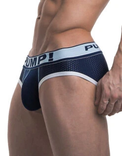 PUMP! Men's Blue Steel Low Rise Mesh Brief Blue/White 12029 -Shop BoldBrief PUMP 12029 Steel Blue B 2