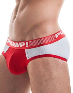 PUMP! Men's Ribbed Low Rise Mesh Brief Red 12043