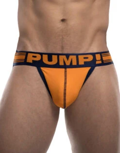 PUMP Varsity Low Rise Cotton Mesh Jockstrap Orange/Military Green 15040