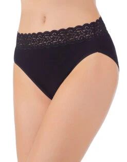 Vanity Fair Flattering Lace Cotton Stretch Hi Cut Brief 13395 12 Vanity Fair Flattering Lace Cotton Stretch Hi Cut Brief 13395 -Shop BoldBrief Vanity Fair 13395 Midnight Black B 1