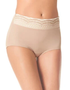 Warner's No Pinching No Problems Microfiber Brief With Lace RS7401P -Shop BoldBrief Warner s RS7401P toasted almond toasted almond gardenia TA B